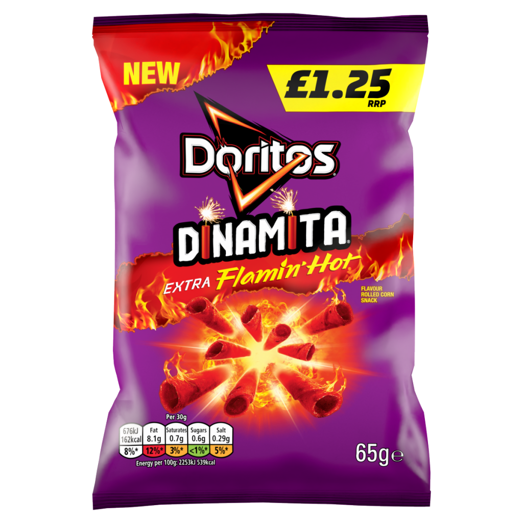 Doritos Dinamita Extra Flamin’ Hot Crisps PMP 65g RRP £1.25