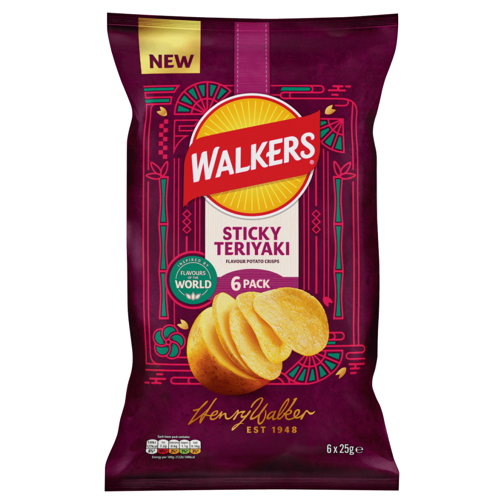 Walkers Sticky Teriyaki Flavour Sharing Crisps Multipack 6x25g