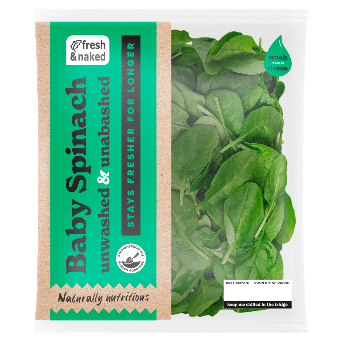 Fresh & Naked Baby Spinach 125g