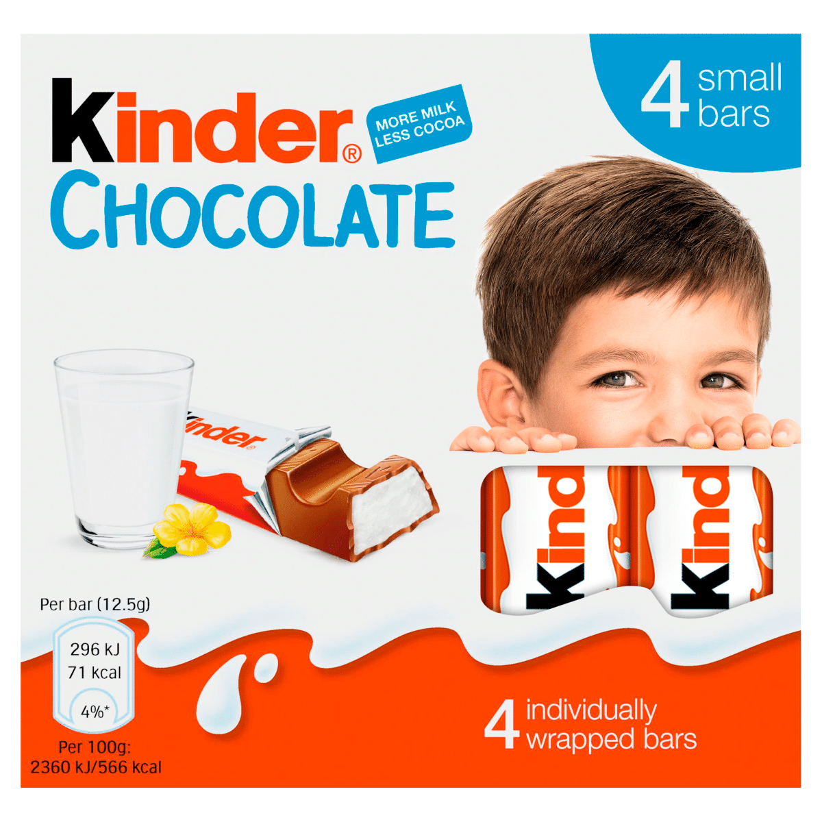 Kinder Small Chocolate Bars Multipack 4 x 12.5g (50g)