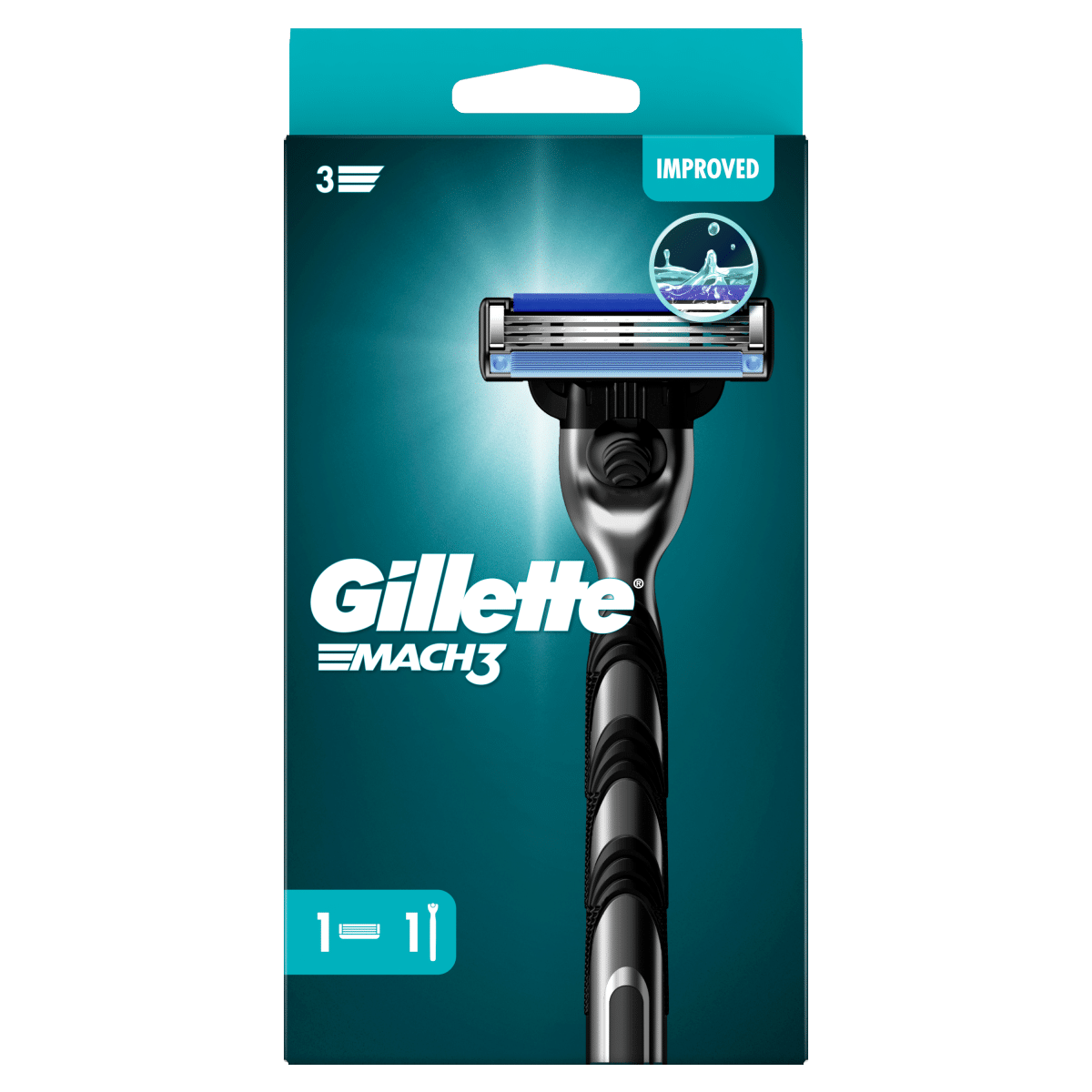 Gillette Mach3 Razor For Men, 1 Gillette Razor, 1 Razor Blade Refill