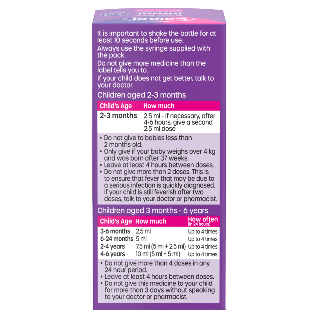 Calpol Infant Sugar-Free Oral Suspension Paracetamol 2+ Months 100ml