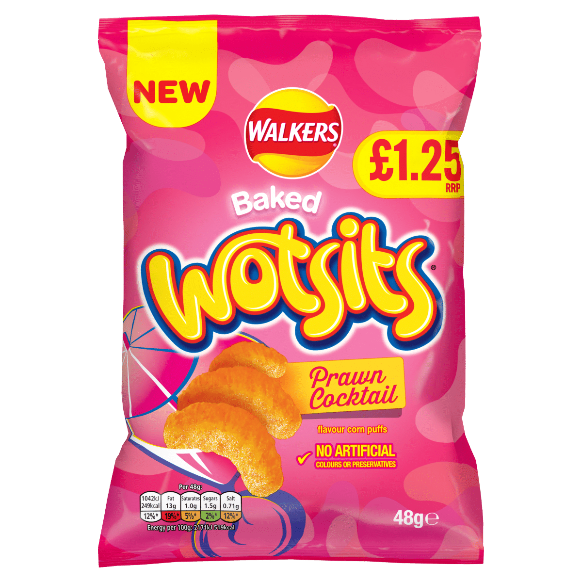 Walkers Wotsits Prawn Cocktail Snacks Crisps £1.25 RRP PMP 48g