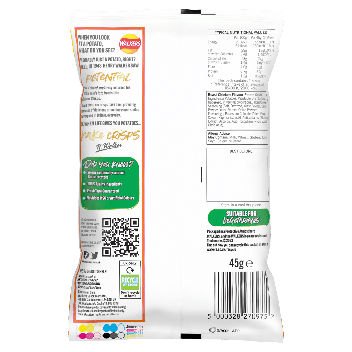 Walkers Roast Chicken Crisps 45g