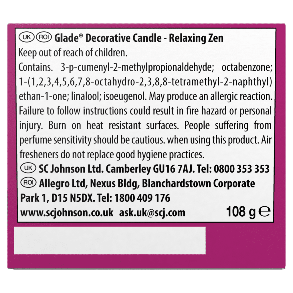 Glade Scented Candle Sleeved Relaxing Zen 108g