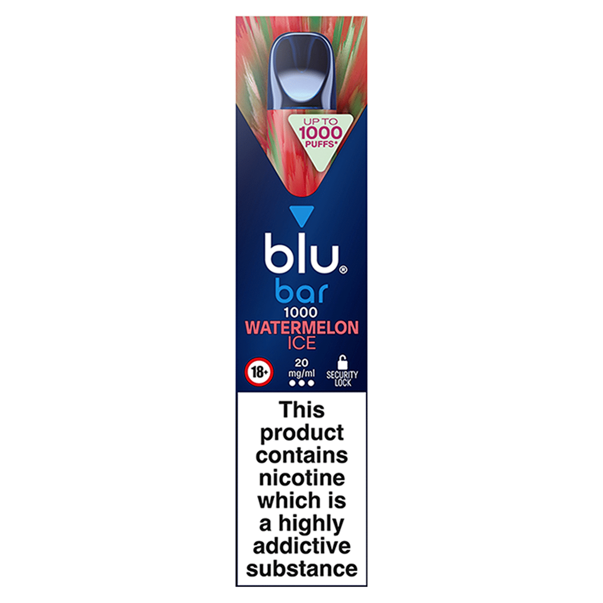 blu bar 1000 Watermelon Ice Disposable Vape 20mg/ml
