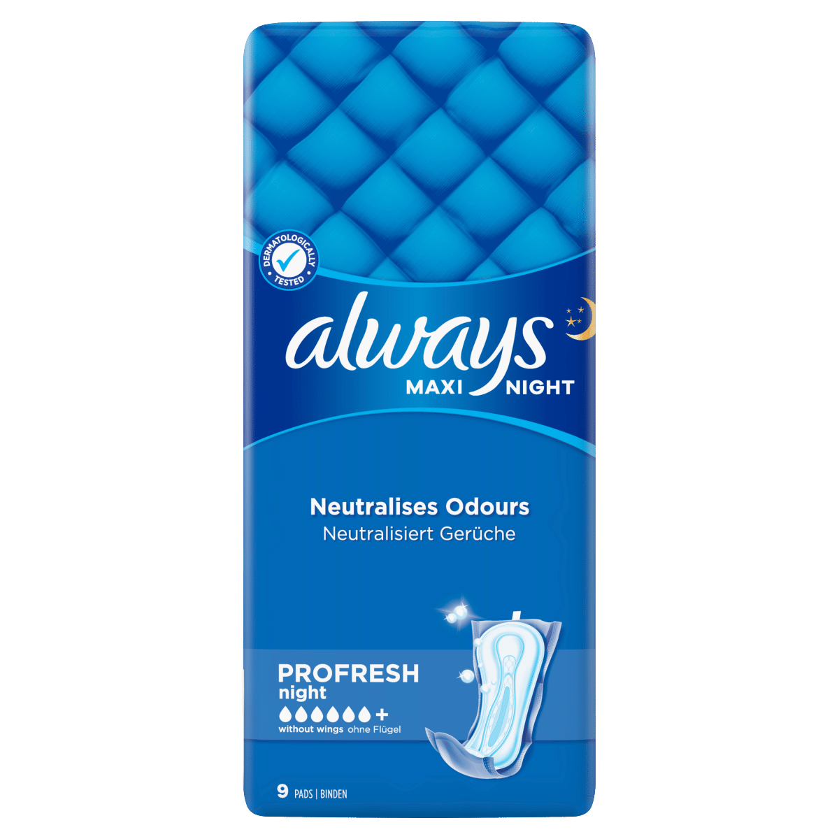 Always Maxi Profresh Night Sanitary Towels Without Wings 9 Pads