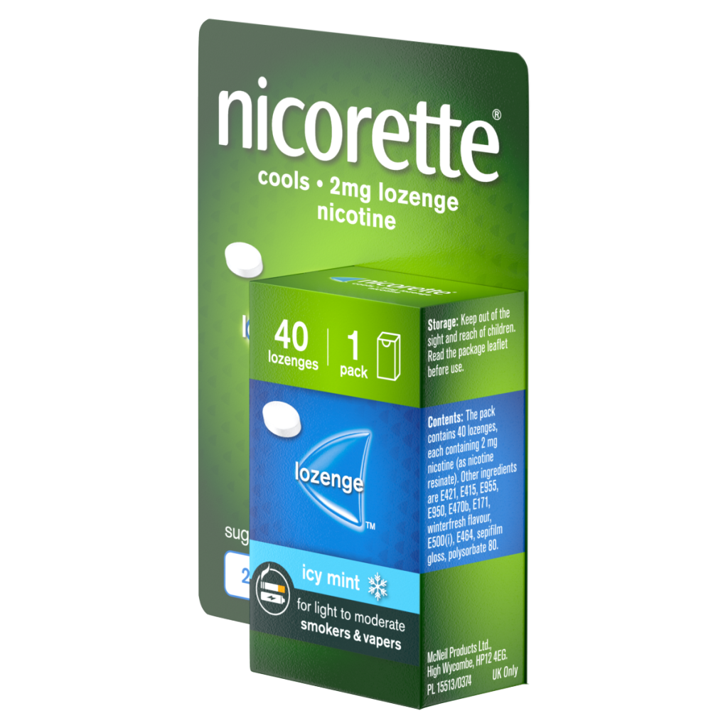 Nicorette 2mg Cools Lozenge 40 pieces,Quit Smoking or Quit Vaping Aid