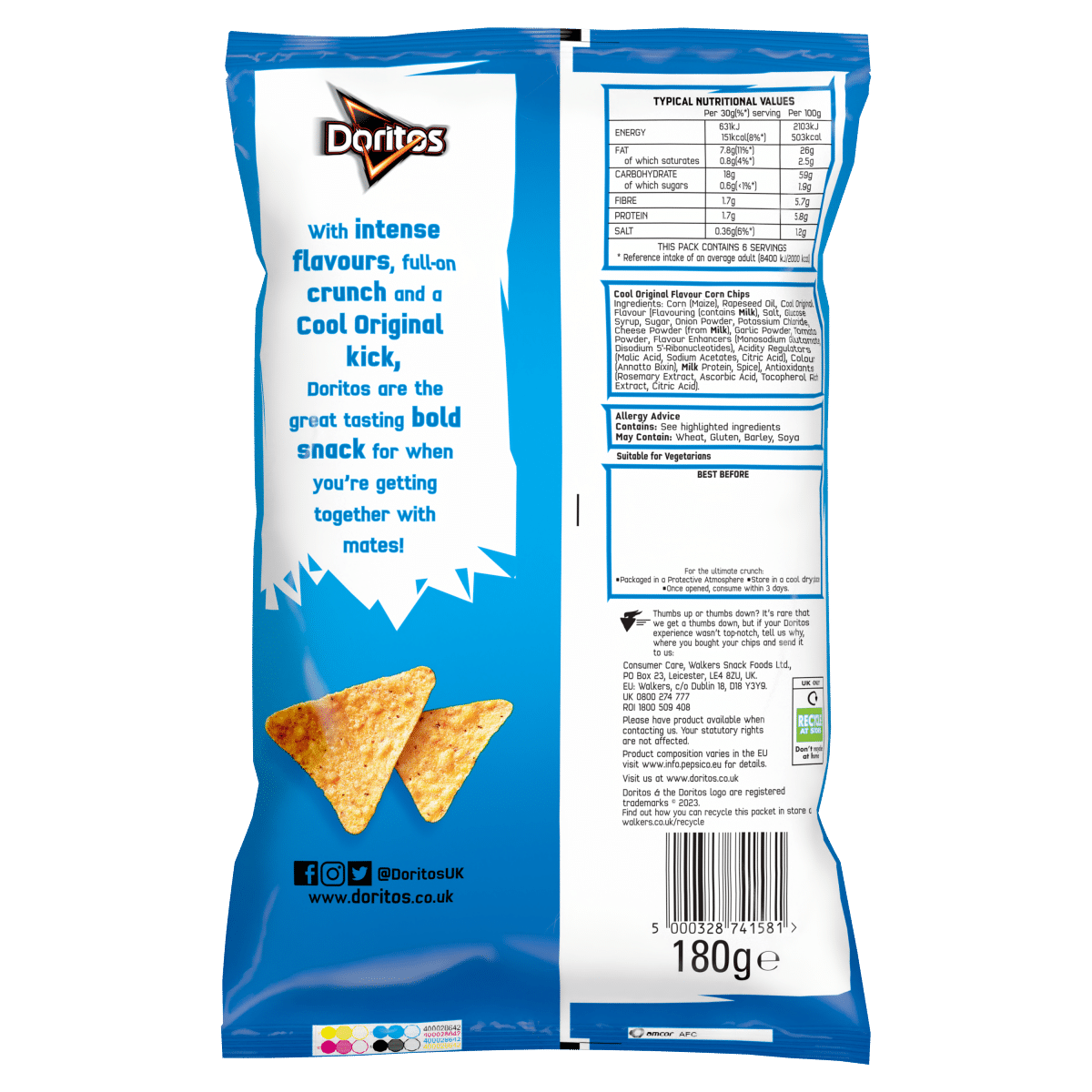 Doritos Cool Original Sharing Tortilla Chips Crisps 180g