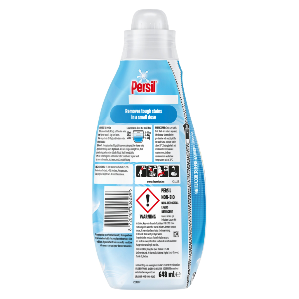 Persil Non Bio Laundry Washing Liquid Detergent 648 ml (24 washes)