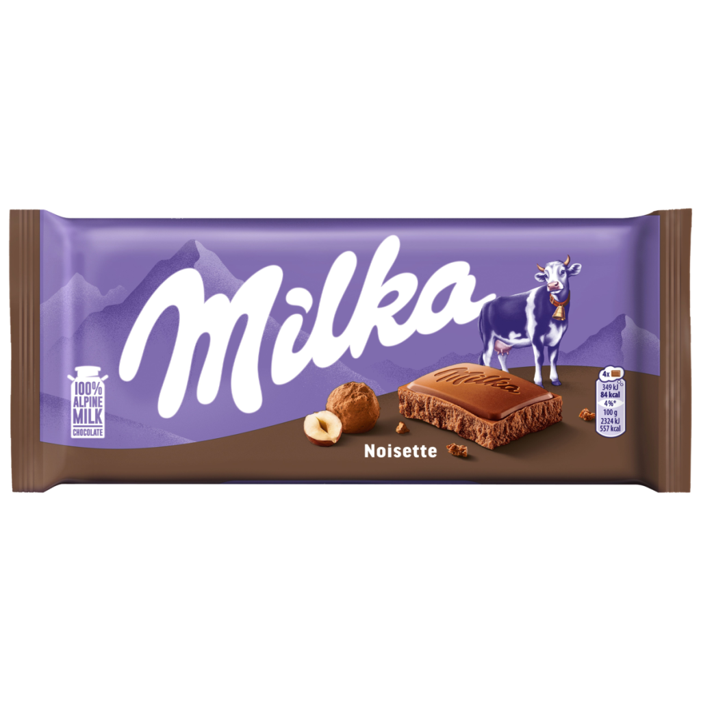 Milka Noisette Hazelnut Alpine Milk Chocolate Bar 90g