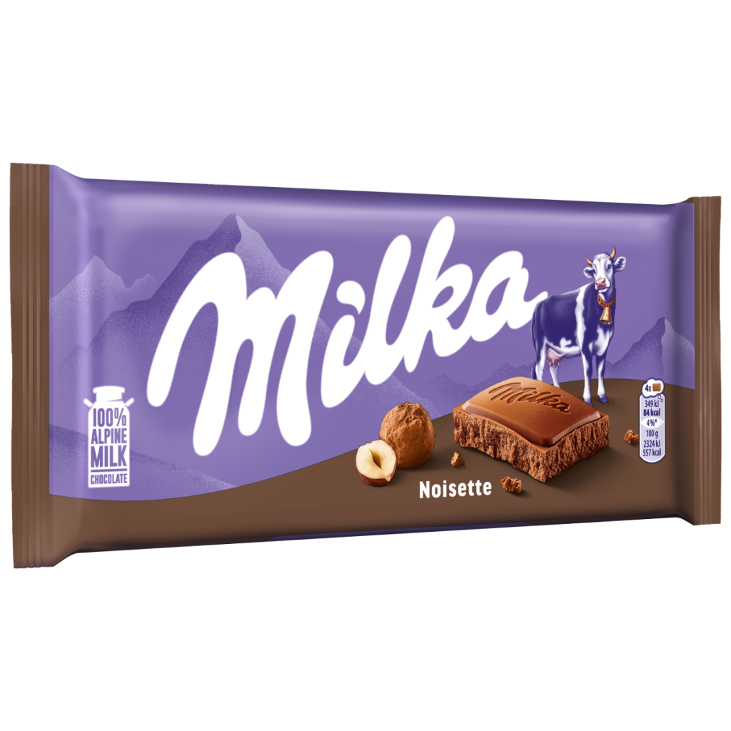 Milka Noisette Hazelnut Alpine Milk Chocolate Bar 90g