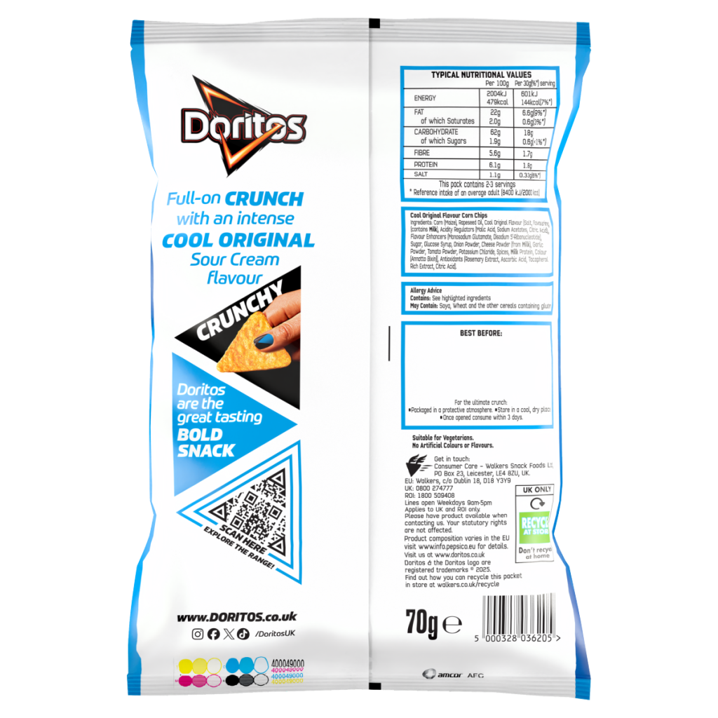 Doritos Cool Original Tortilla Chips Crisps 70g PMP £1.35 RRP