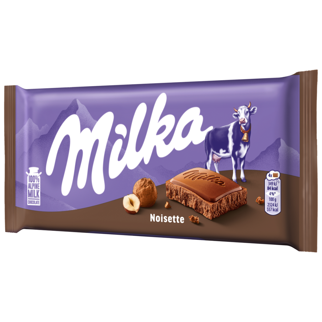 Milka Noisette Hazelnut Alpine Milk Chocolate Bar 90g