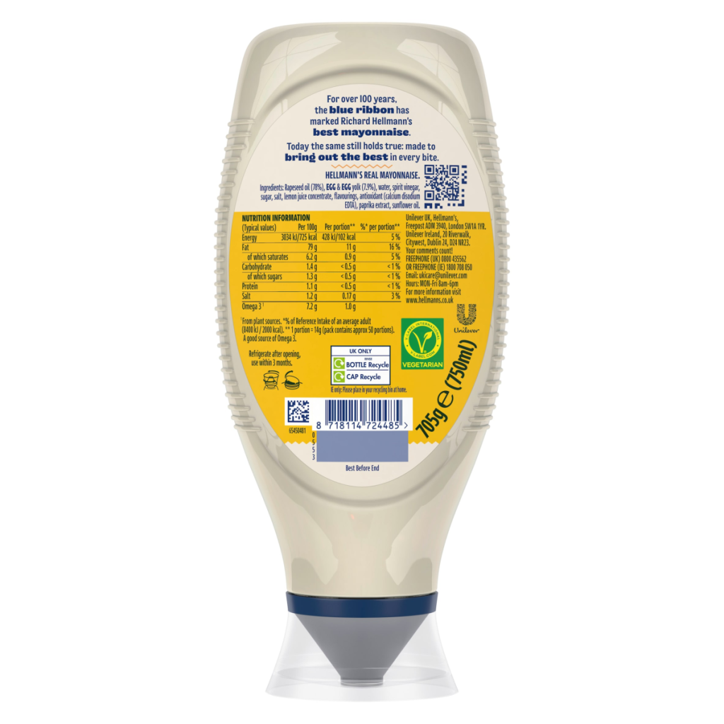 Hellmann’s Real Squeezy Mayonnaise 750ml