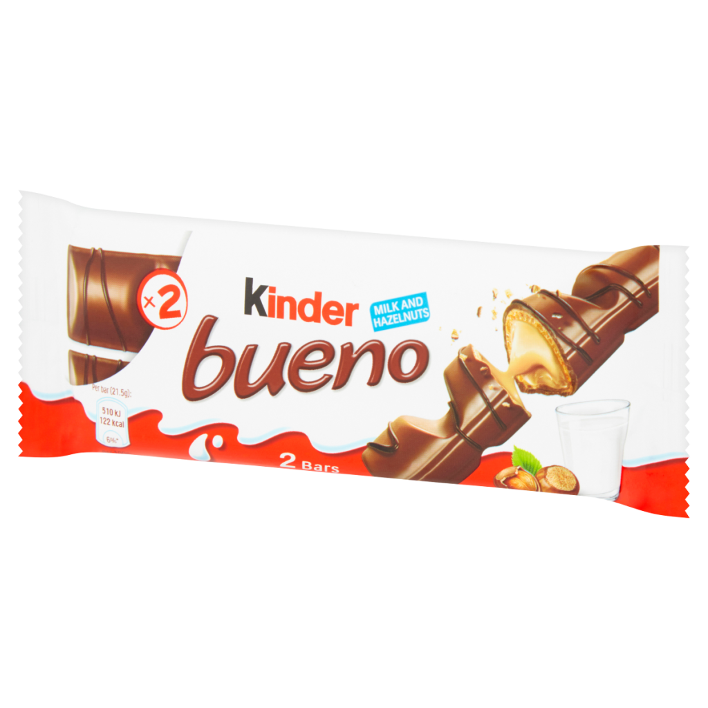 Kinder Bueno Milk Chocolate and Hazelnuts Single Bar 2 Finger x 21.5g (43g)