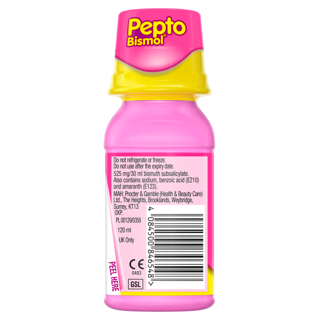 Pepto-Bismol For Nausea, Heartburn, Indigestion, Upset Stomach and Diarrhoea, 5 Symptom Relief 120ml