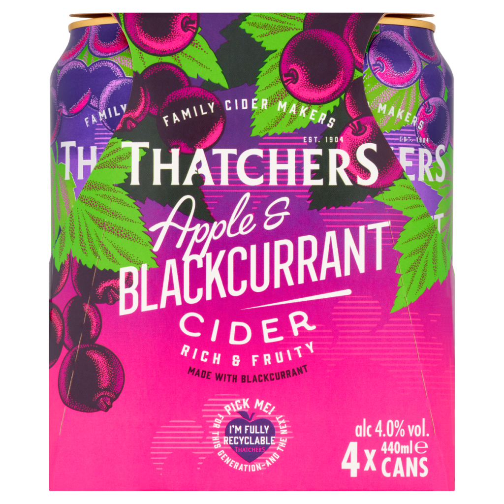 Thatchers Apple and Blackcurrant Cider 4 x 440ml