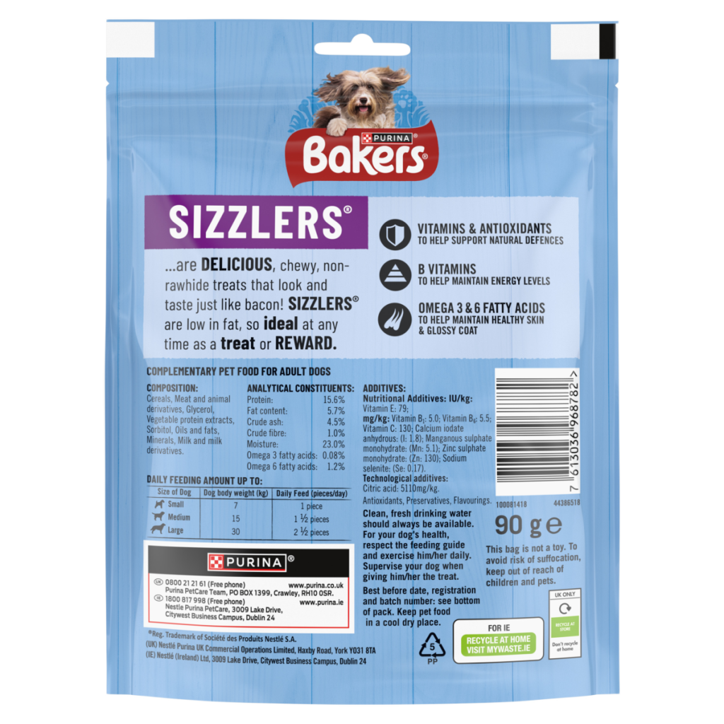 BAKERS Sizzlers Bacon Dog Treats 90g