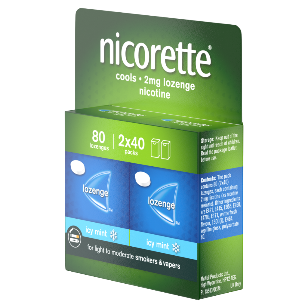 Nicorette 2mg Cools Lozenge 80 pieces,Quit Smoking or Quit Vaping Aid