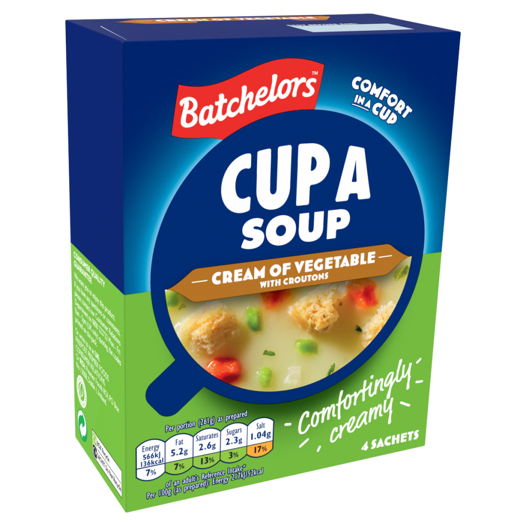Batchelors Cup a Soup 4 Cream of Vegetable with Croutons Sachets 122g