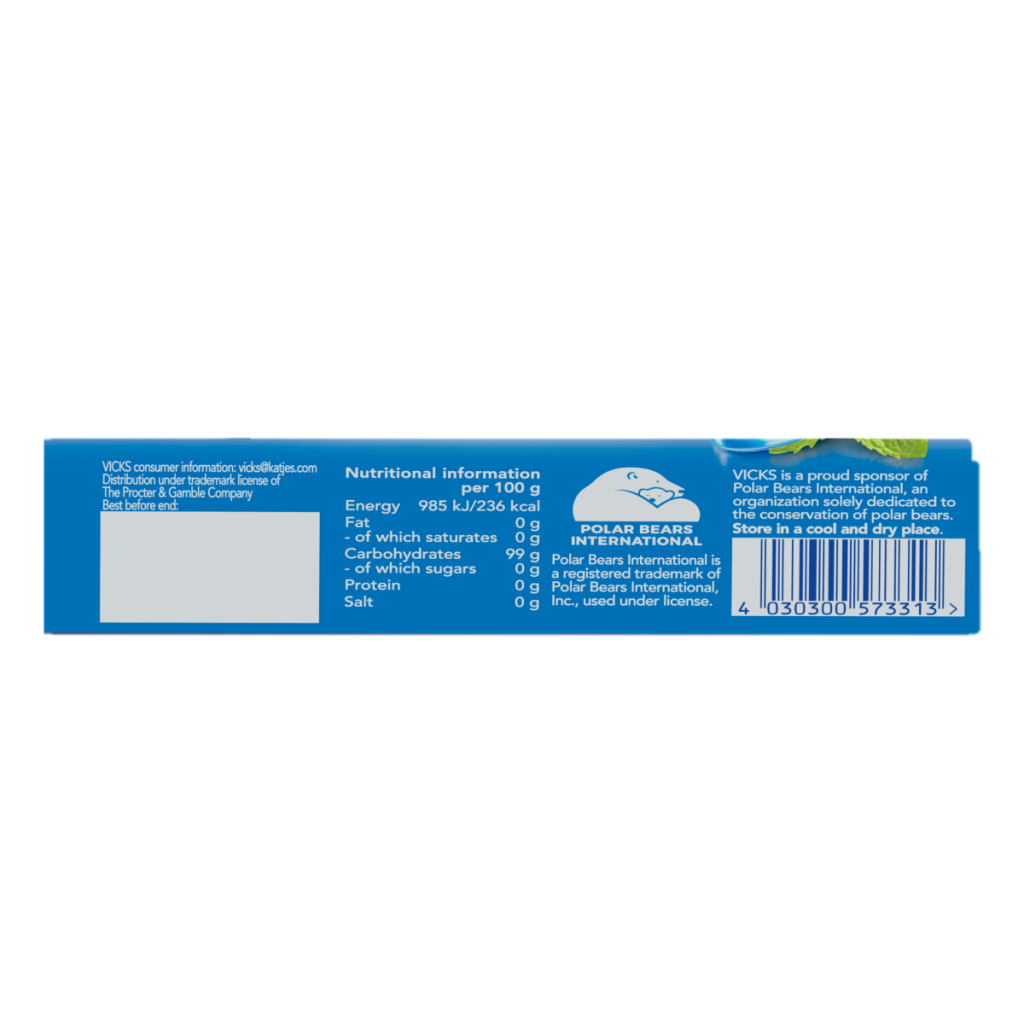 Vicks Vapodrops – Menthol Throat Lozenge – Instant Cooling Effect – Sugar-Free & Vegan, Menthol