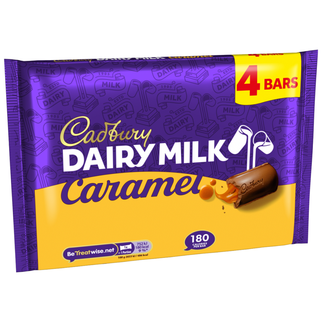 Cadbury Dairy Milk Caramel Chocolate Bar 4 Pack Multipack 148 g
