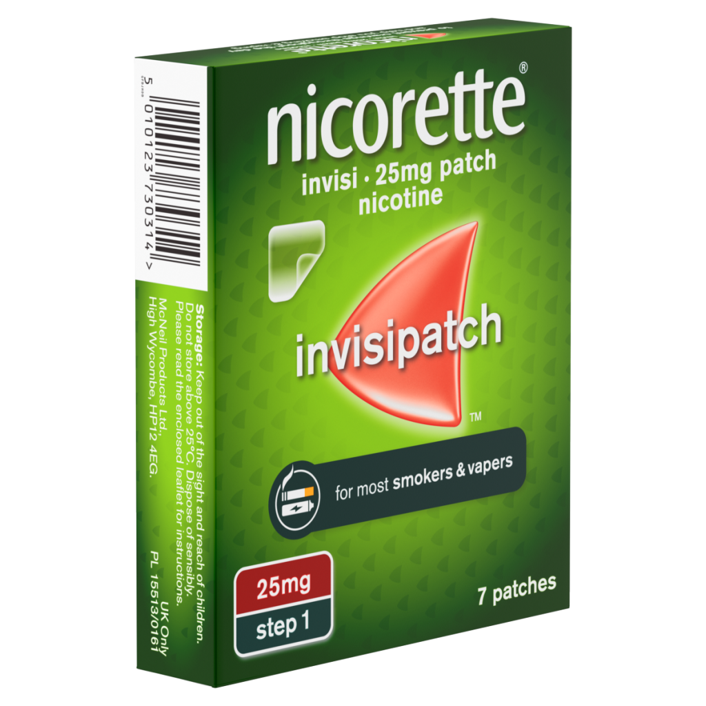 Nicorette Invisipatch Step 1,7 patches, 25mg, Quit Smoking Aid