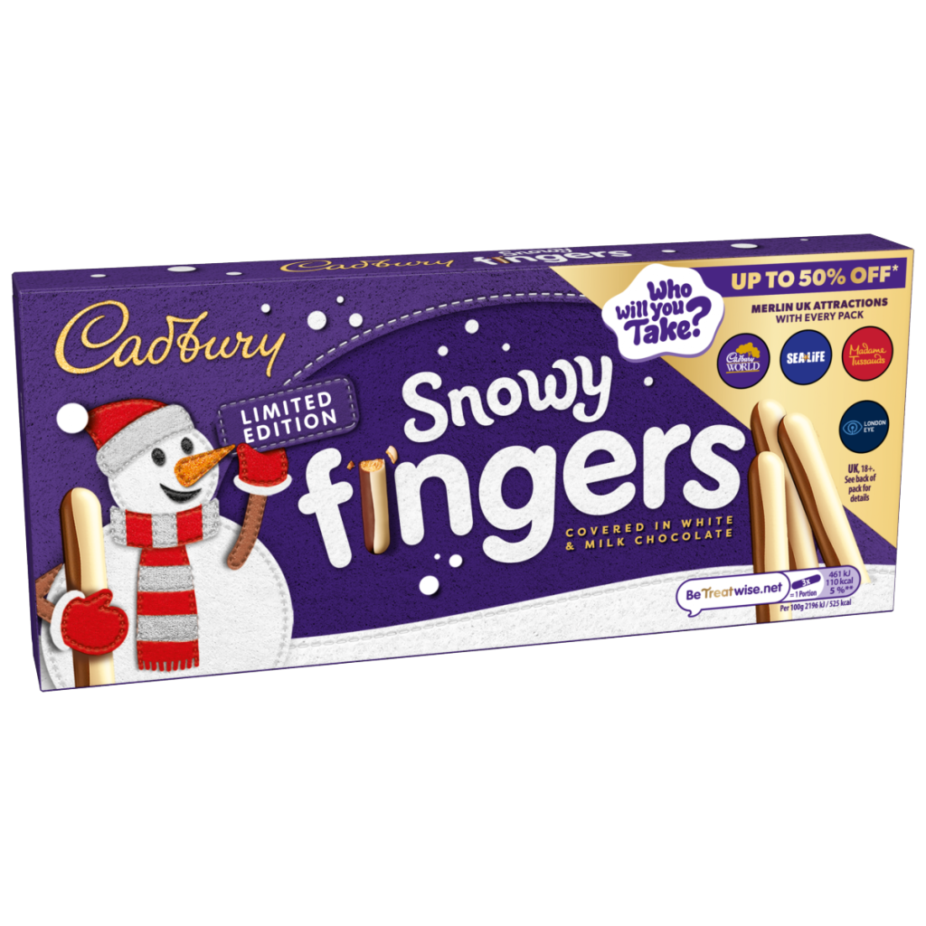 Cadbury Fingers Snowy Milk & White Chocolate Chocolate coated biscuits tray 115 g