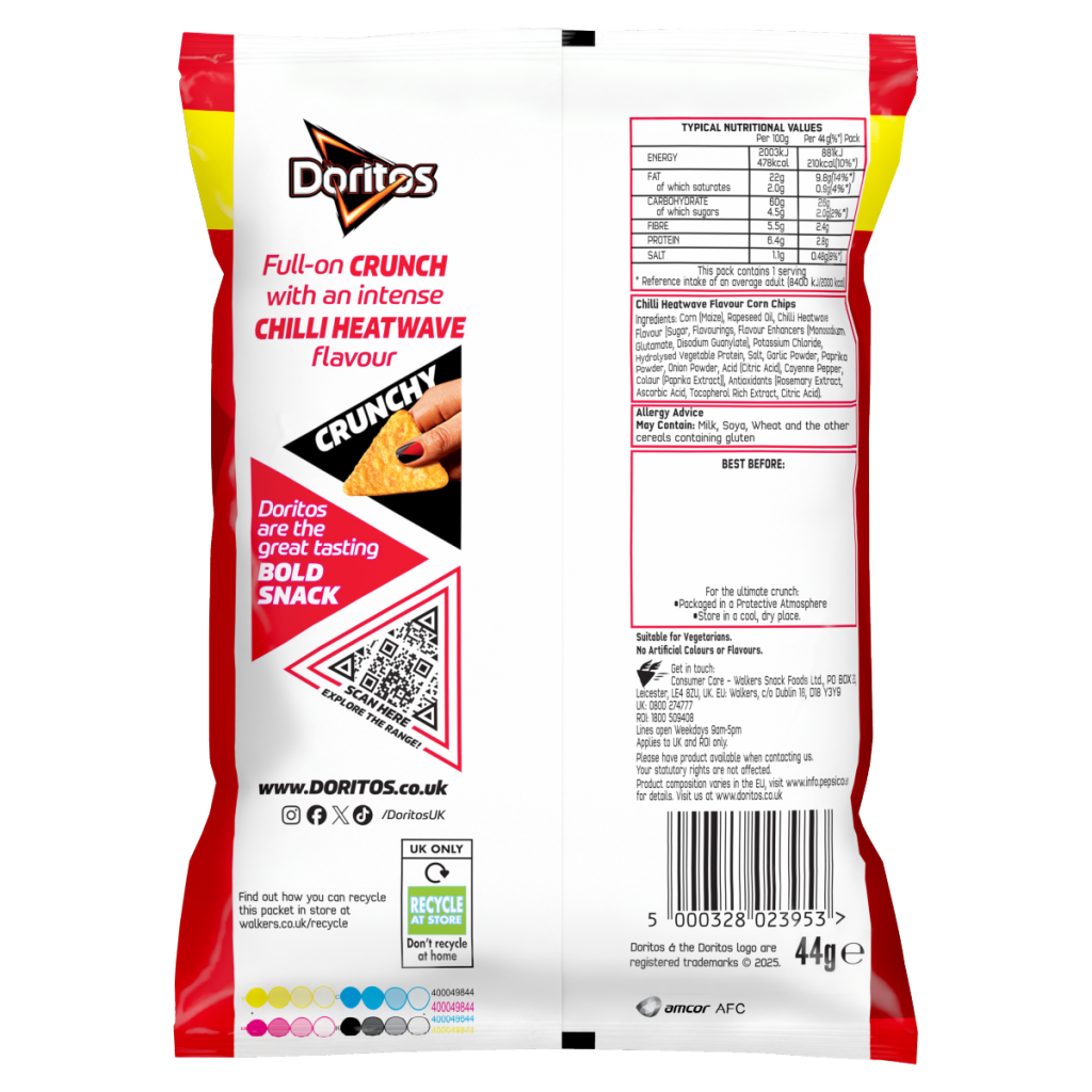 Doritos Chilli Heatwave Crisps Grab Bag Tortilla Chips 44g
