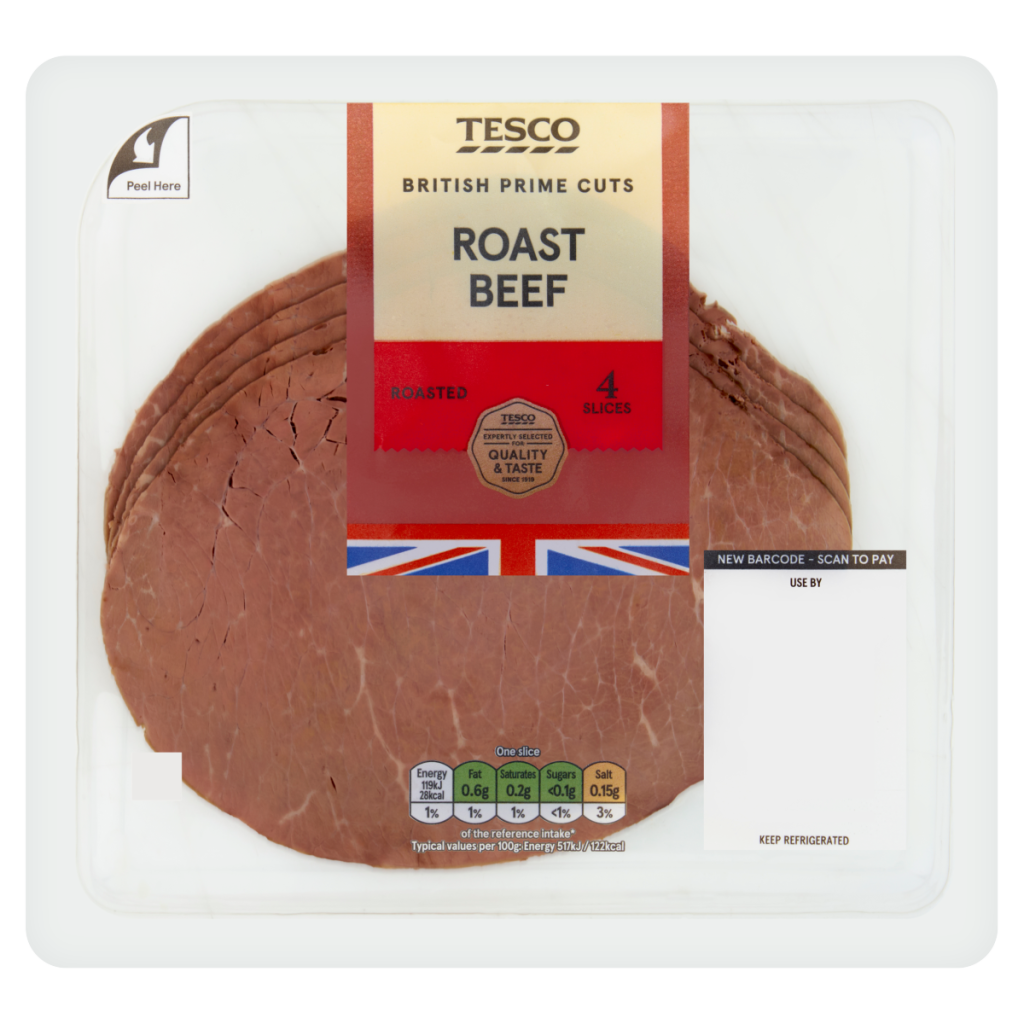 Tesco 4 British Prime Cuts Roast Beef Slices 90g
