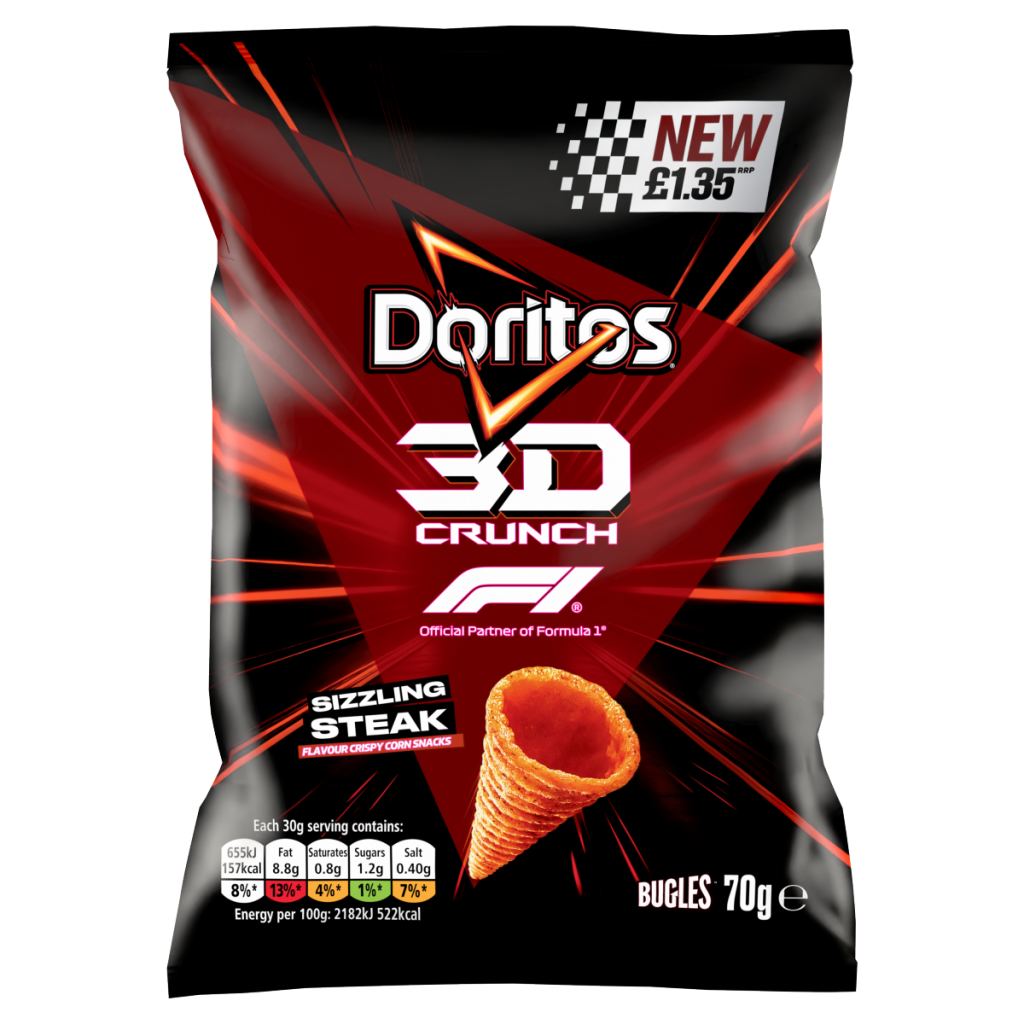 Doritos 3D Crunch Sizzling Steak Crisps 70g PMP RRP £1.35