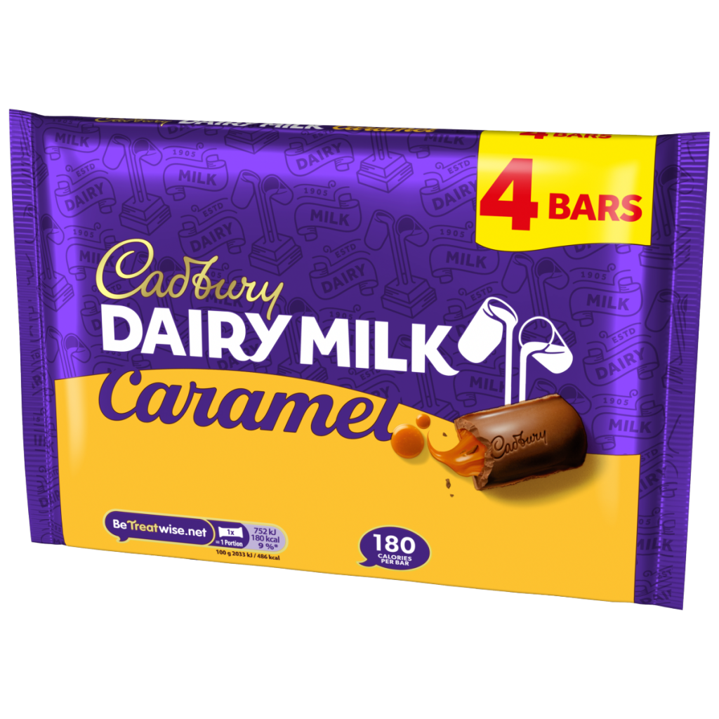 Cadbury Dairy Milk Caramel Chocolate Bar 4 Pack Multipack 148 g