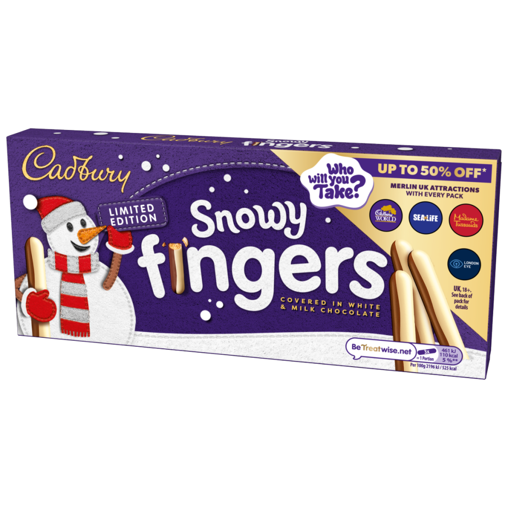 Cadbury Fingers Snowy Milk & White Chocolate Chocolate coated biscuits tray 115 g