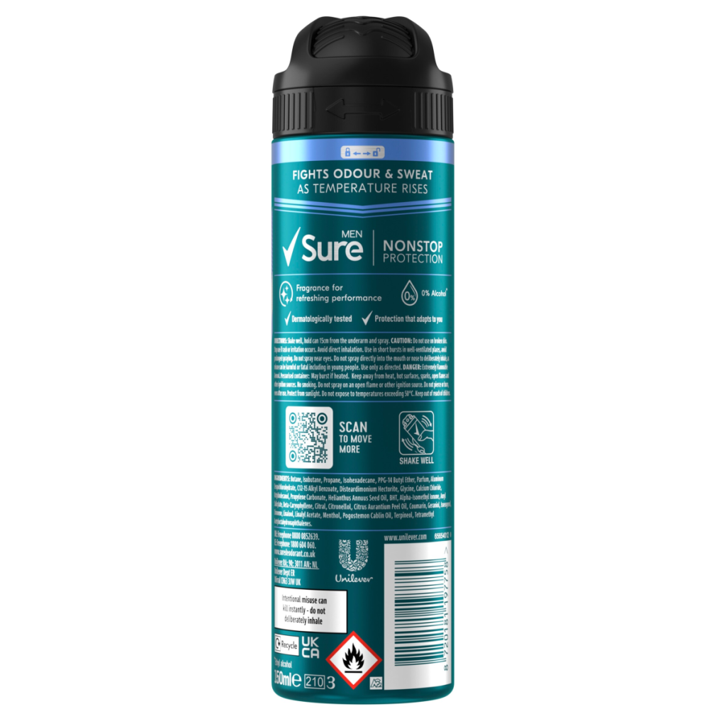 Sure Men Nonstop Protection Invisible Ice Fresh Anti-Perspirant Aerosol 150 ml