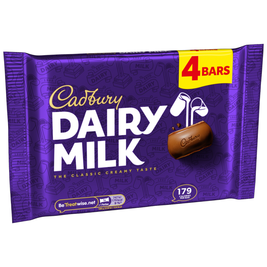 Cadbury Dairy Milk Chocolate Bar 4 Pack Multipack 134 g