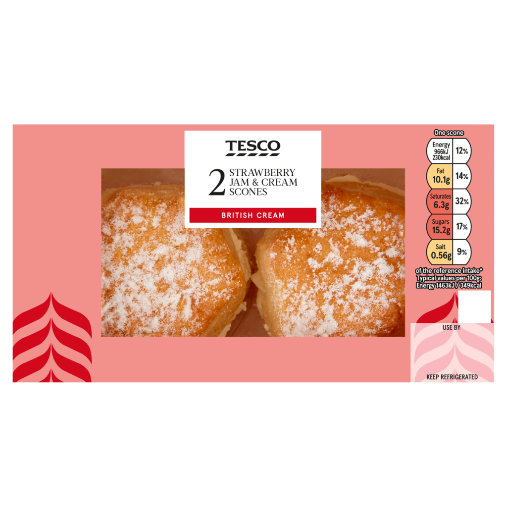 Tesco 2 Strawberry Jam & Cream Scones