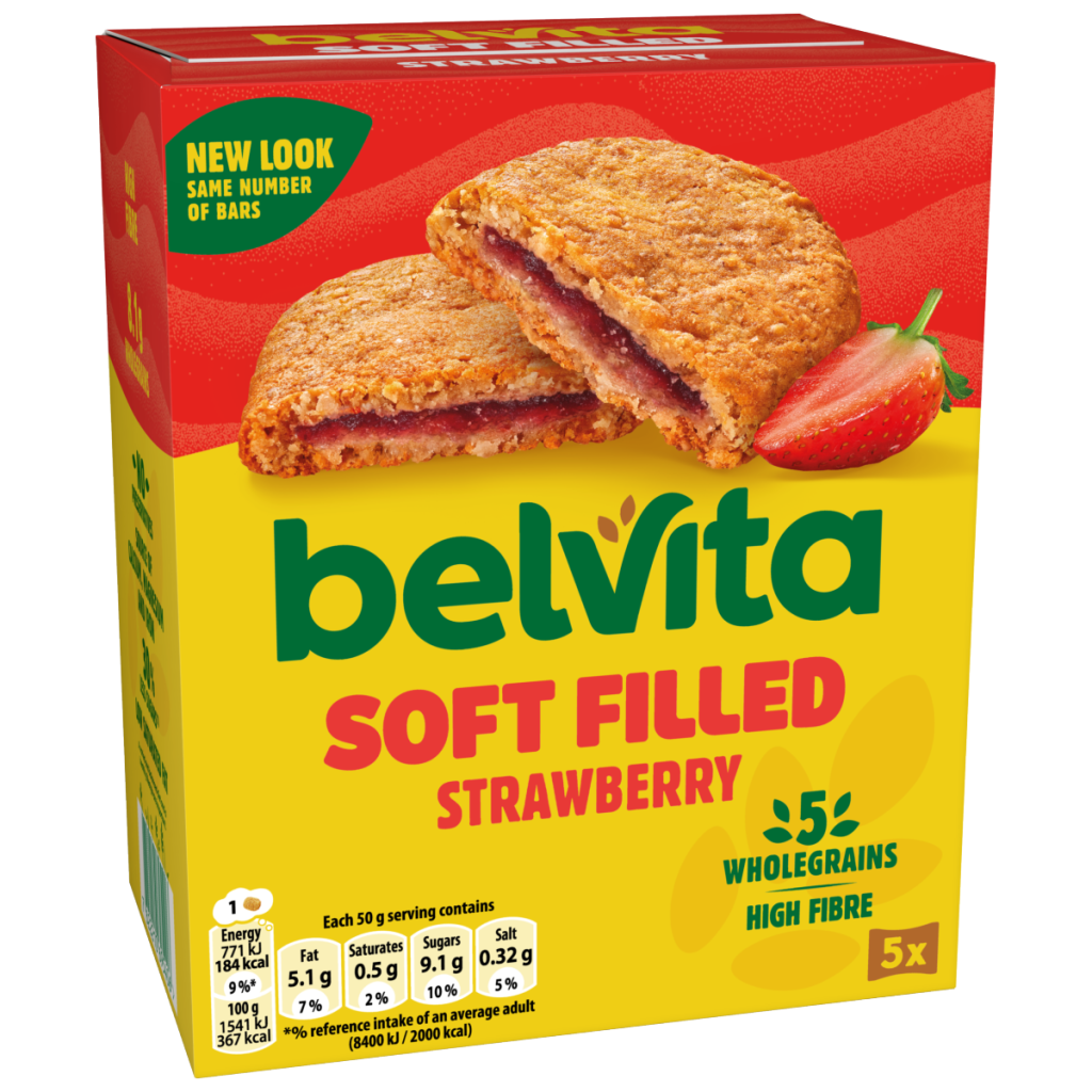Belvita Soft Bakes Strawberry Filled Cereal Snack Bars Multipack 250g (5 x 50g)
