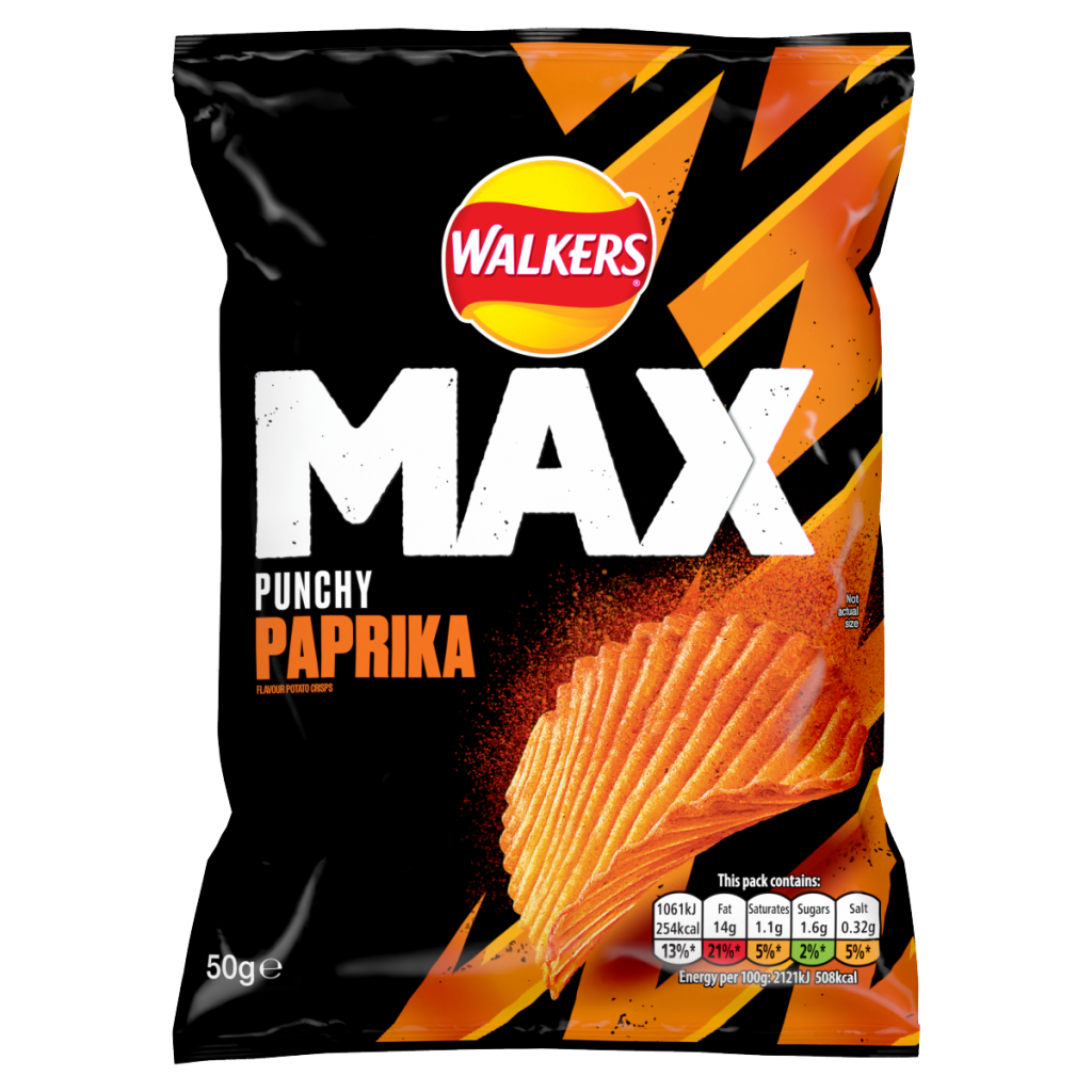 Walkers Max Punchy Paprika Grab Bag Crisps 50g