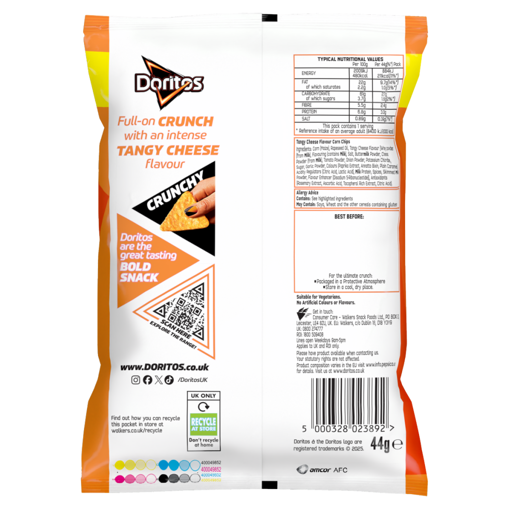 Doritos Tangy Cheese Crisps Grab Bag Tortilla Chips 44g