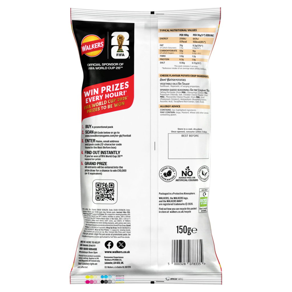 Walkers Wavy Spanish Queso Cheese Sharing Crisps 150g