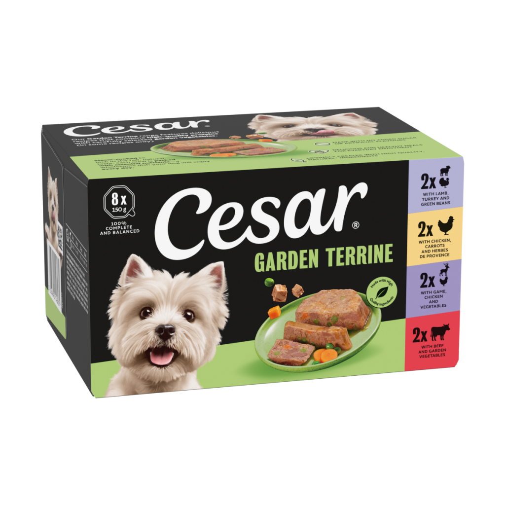 Cesar Garden Terrine Wet Dog Food Tray Beef,Lamb,Poultry,Game Loaf 8 x 150g