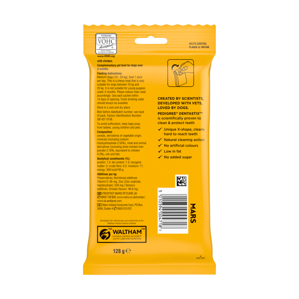 PEDIGREE DENTASTIX Daily Dental Chews Medium Dog Treats 5 Sticks