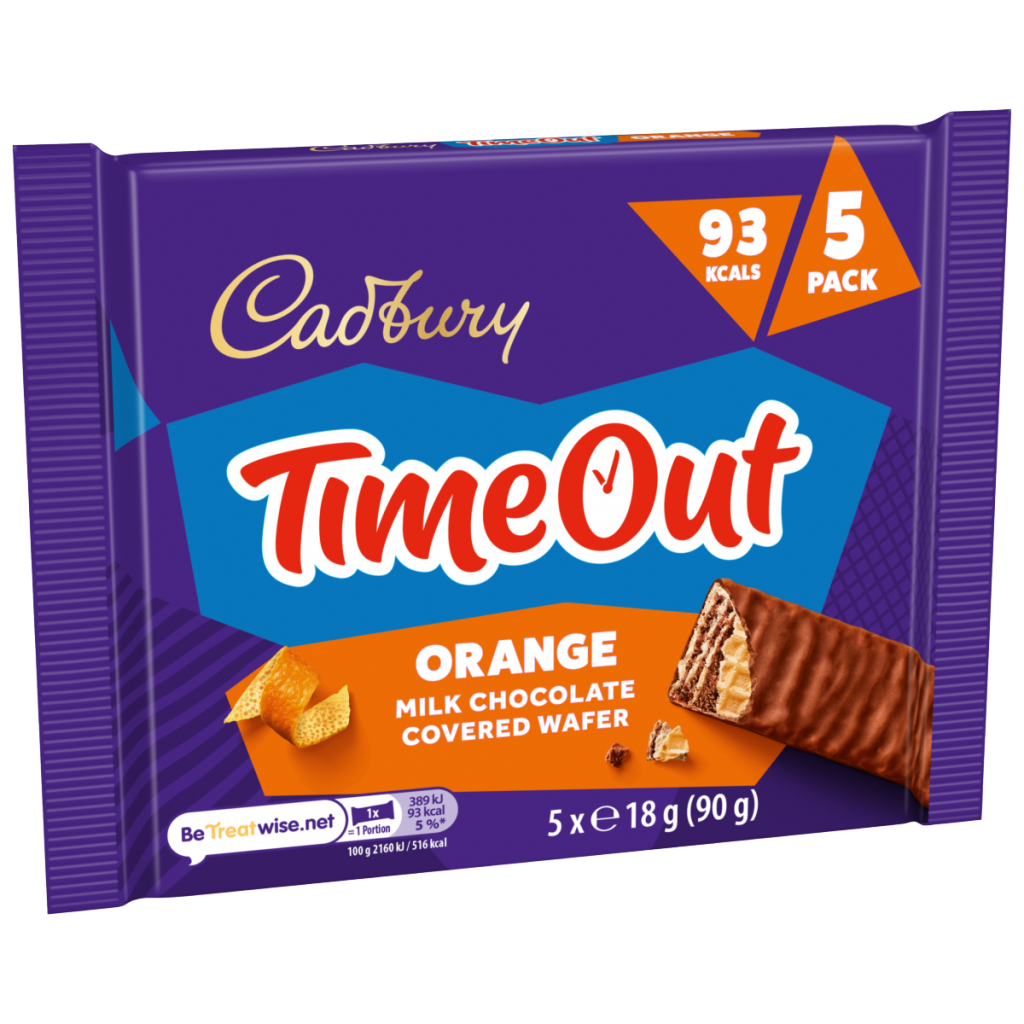 Cadbury Timeout 5-pack Orange Chocolate WaferBiscuit Bars Multipack (5x 18g bars) 90 g