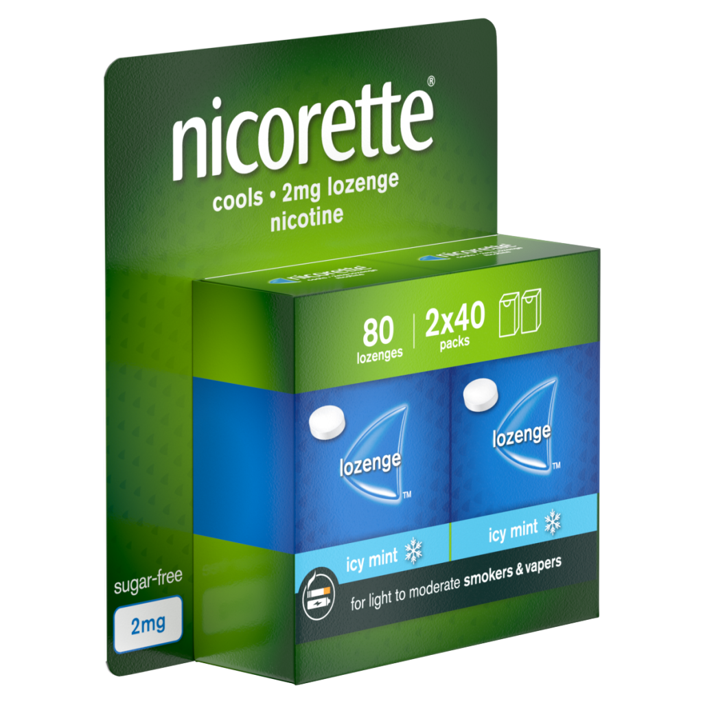 Nicorette 2mg Cools Lozenge 80 pieces,Quit Smoking or Quit Vaping Aid
