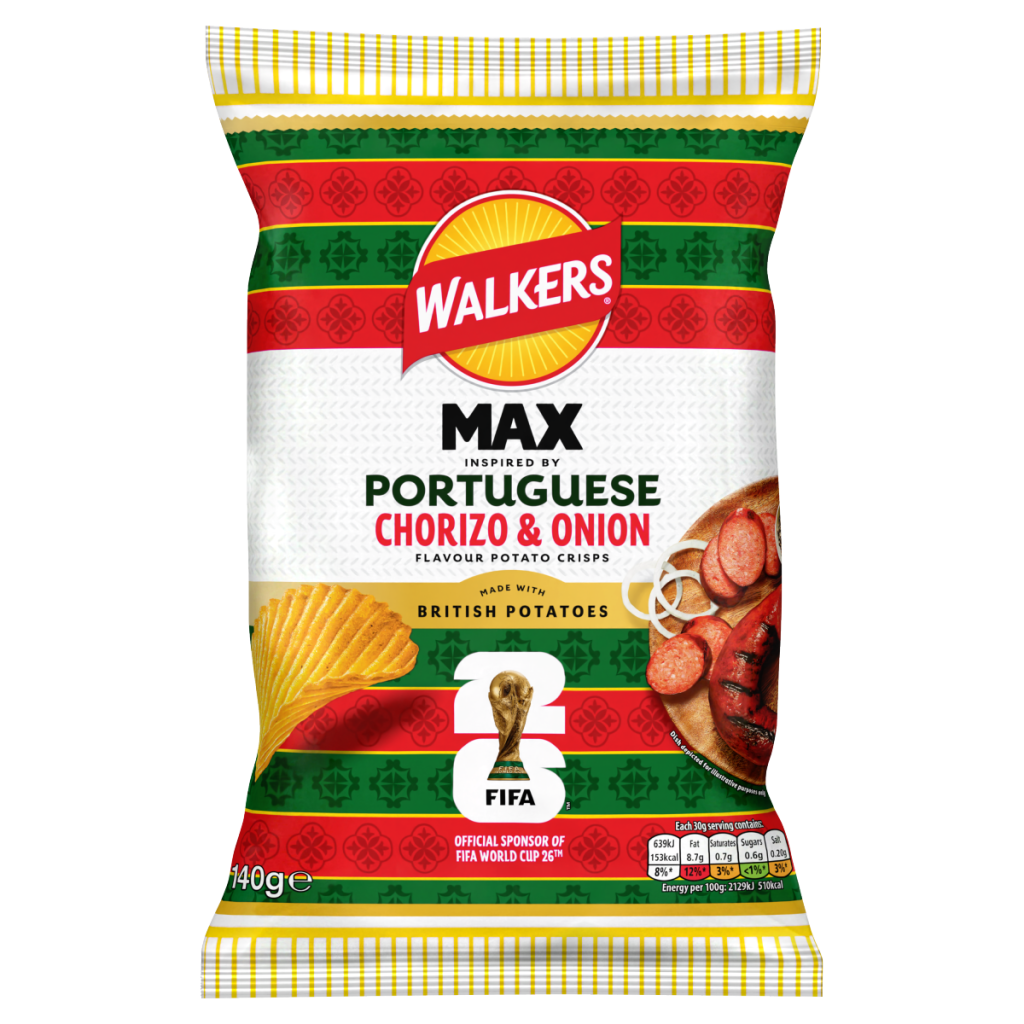 Walkers MAX Portuguese Chorizo & Onion Sharing Crisps 140g