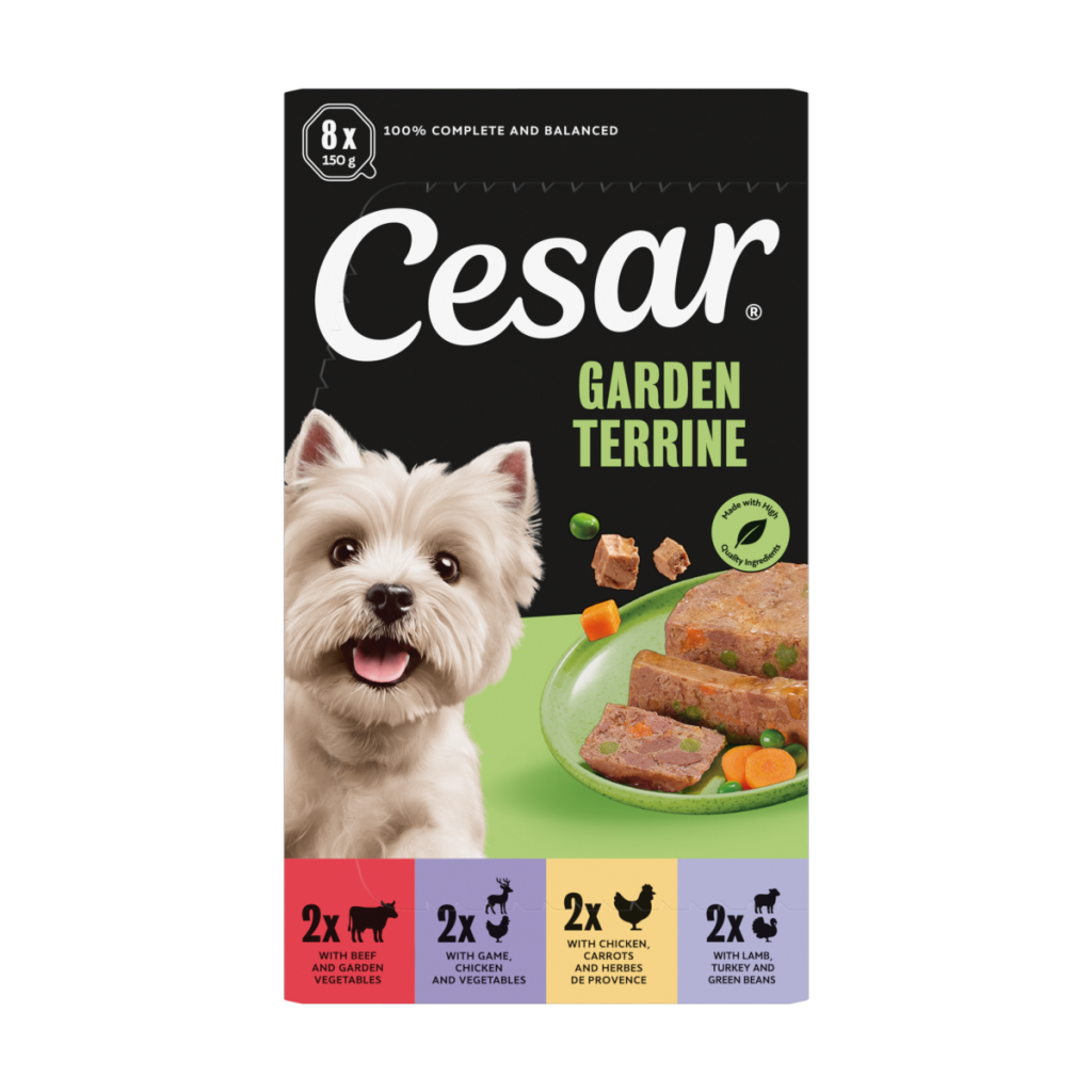 Cesar Garden Terrine Wet Dog Food Tray Beef,Lamb,Poultry,Game Loaf 8 x 150g