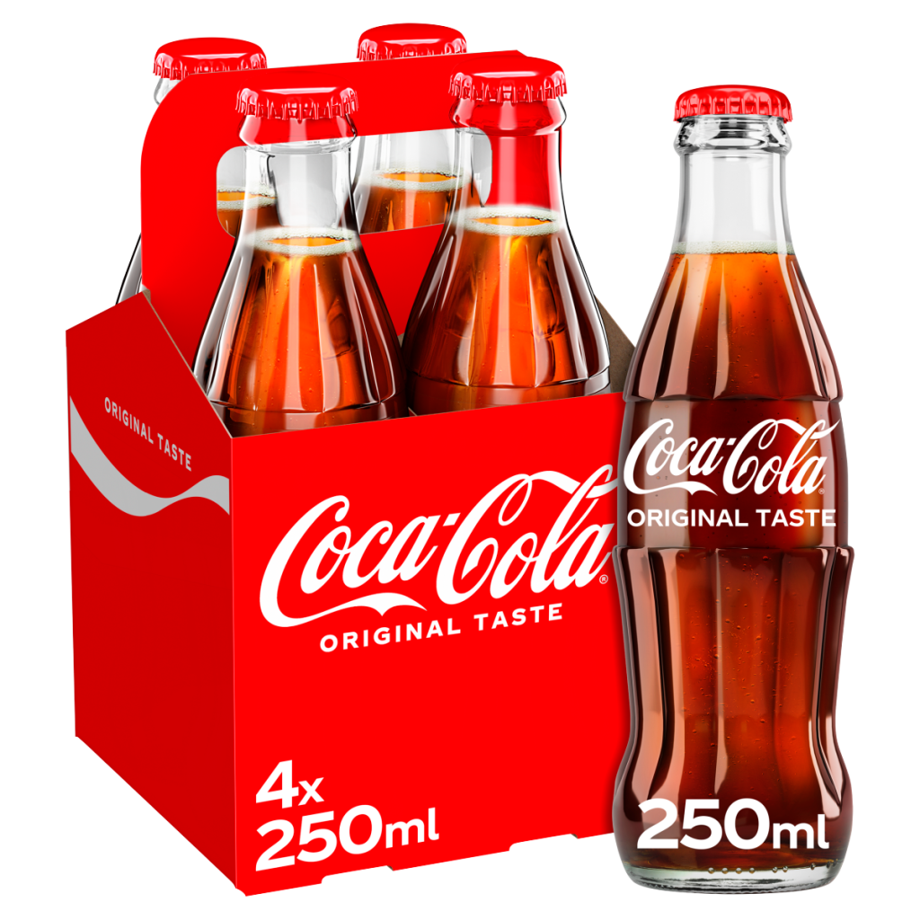 Coca-Cola Original Taste 4 x 250ml Glass Bottles