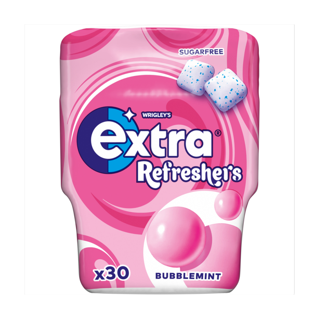 Extra Refreshers Bubblemint Sugar Free Chewing Gum Bottle 30 Pieces
