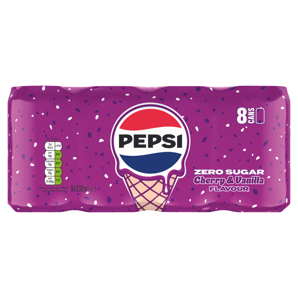Pepsi Zero Sugar Cherry & Vanilla Flavour 8 x 330ml